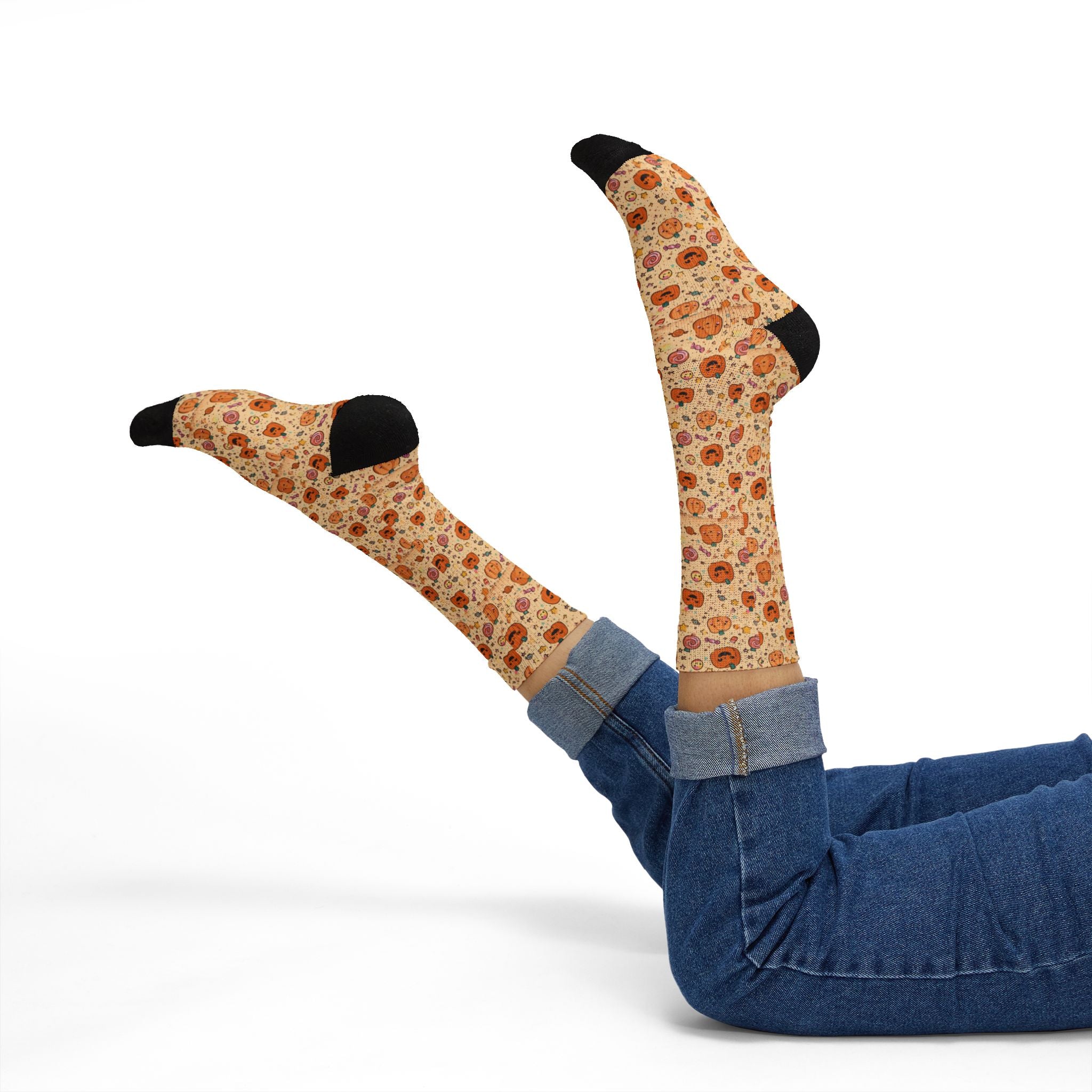 Trick-or-Treat Halloween crew socks, fun fall print