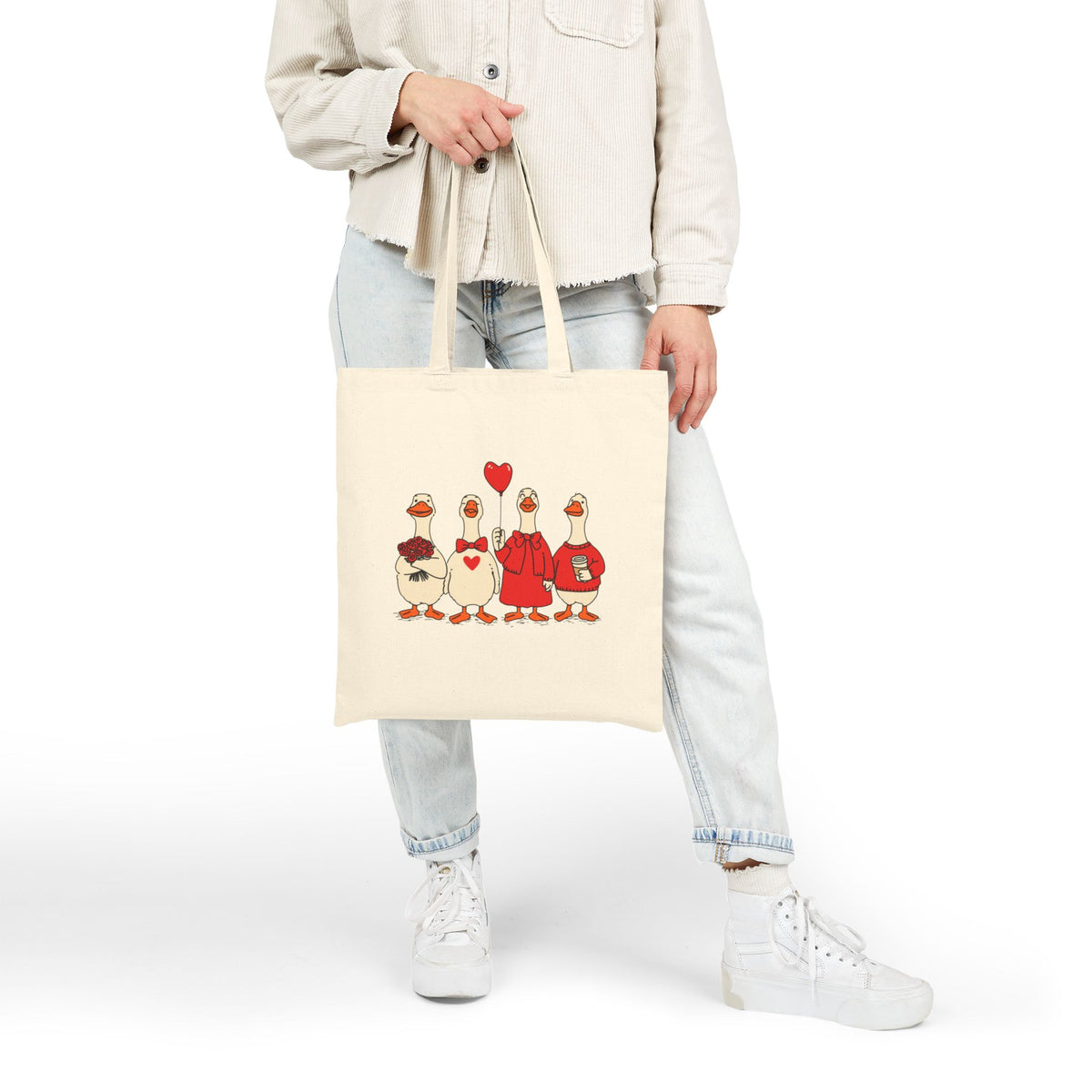 Quirky duck tote bag print detail