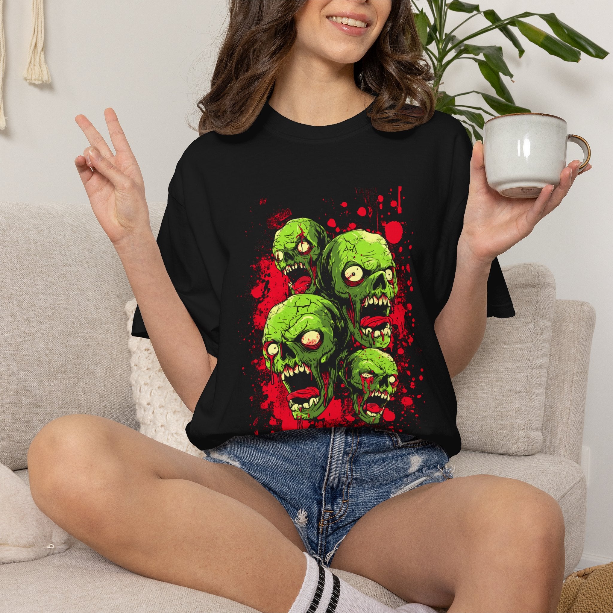 Zombie Heads Graphic T-Shirt | Edgy Streetwear Tee for Horror Fans