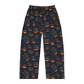 Men's orange pumpkin print pajama pants, folded flat