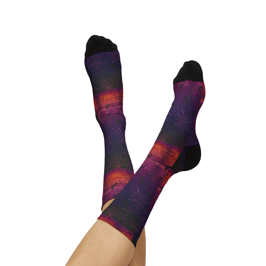 Witchy Vibes Halloween crew socks, spooky season print
