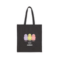 Cheerful ghost print canvas tote bag, front view