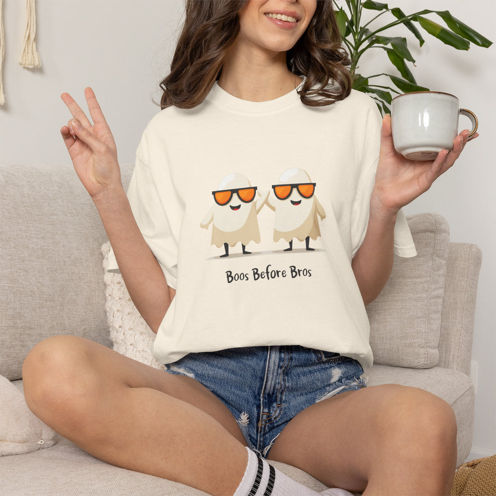 Boos Before Bros funny ghost Halloween streetwear graphic tee
