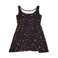 Psychedelic pumpkin print skater dress, folded flat