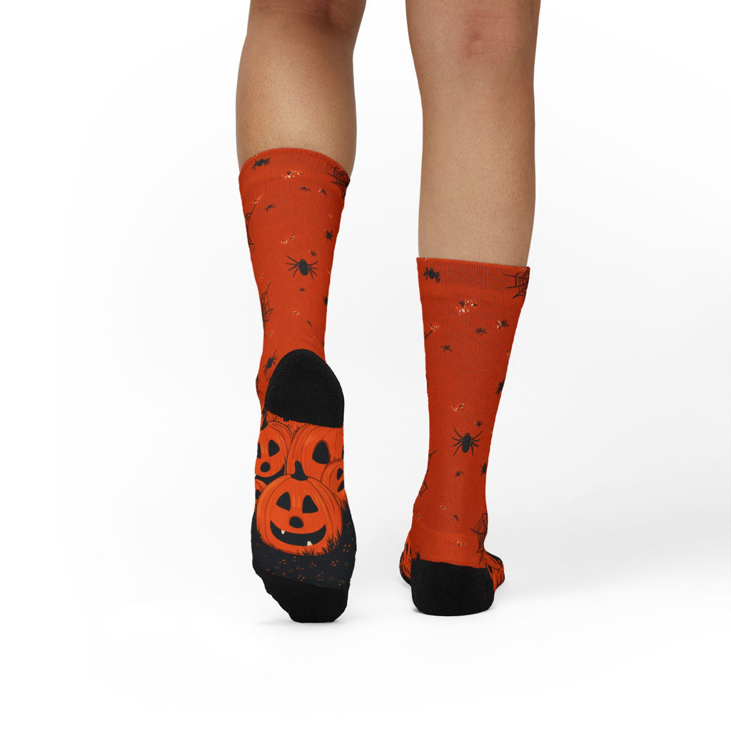Jack-o-lantern Halloween crew socks, classic pumpkin print