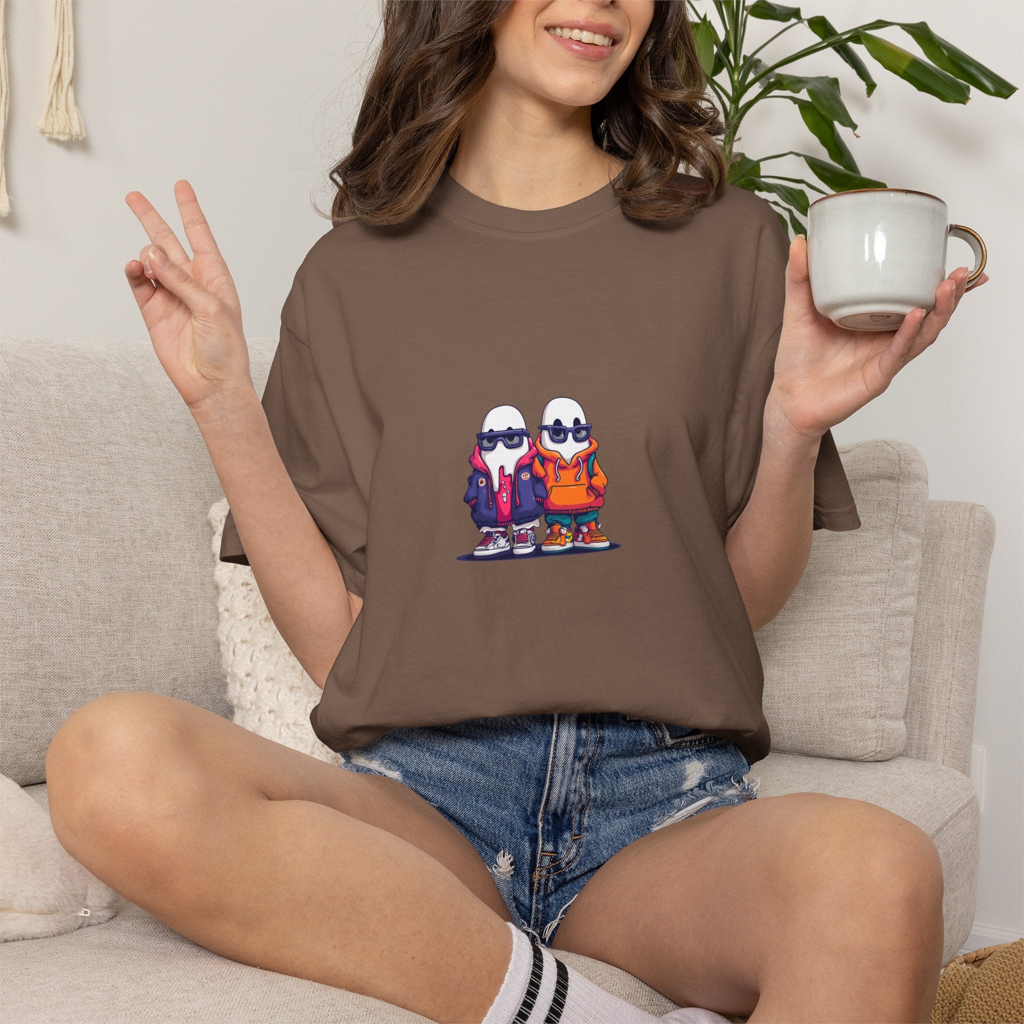 Duo Hood minimalist streetwear graphic tee, cool duo print