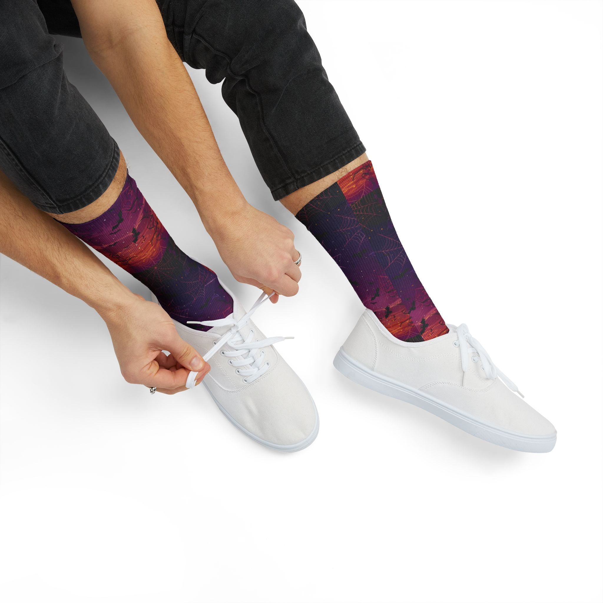 Witchy Vibes Halloween crew socks, spooky season print