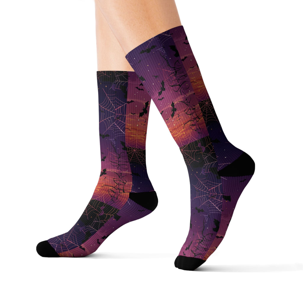 Witchy Vibes Halloween crew socks, spooky season print
