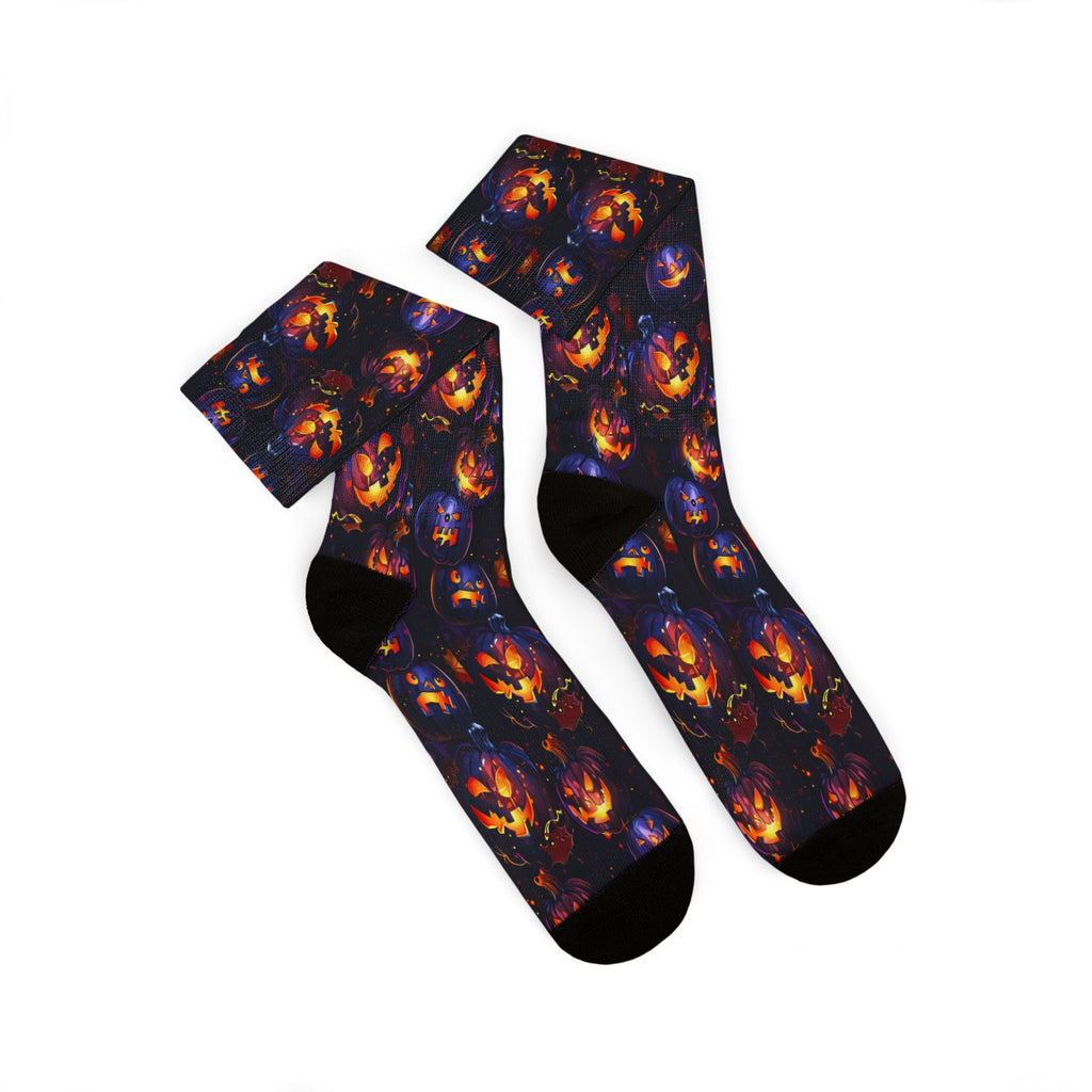 Pumpkin Party Halloween crew socks, vibrant pumpkin print