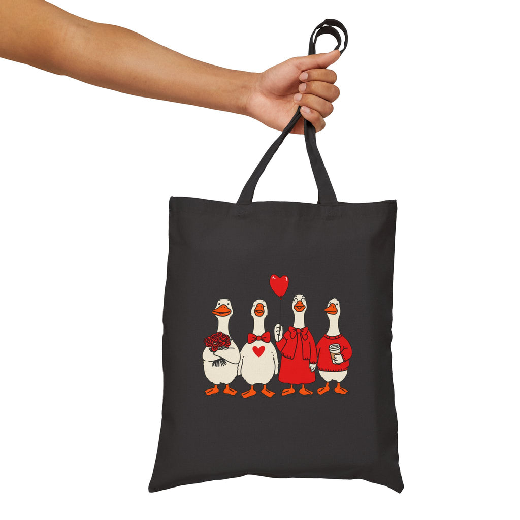 Duck tote bag handle and stitching detail