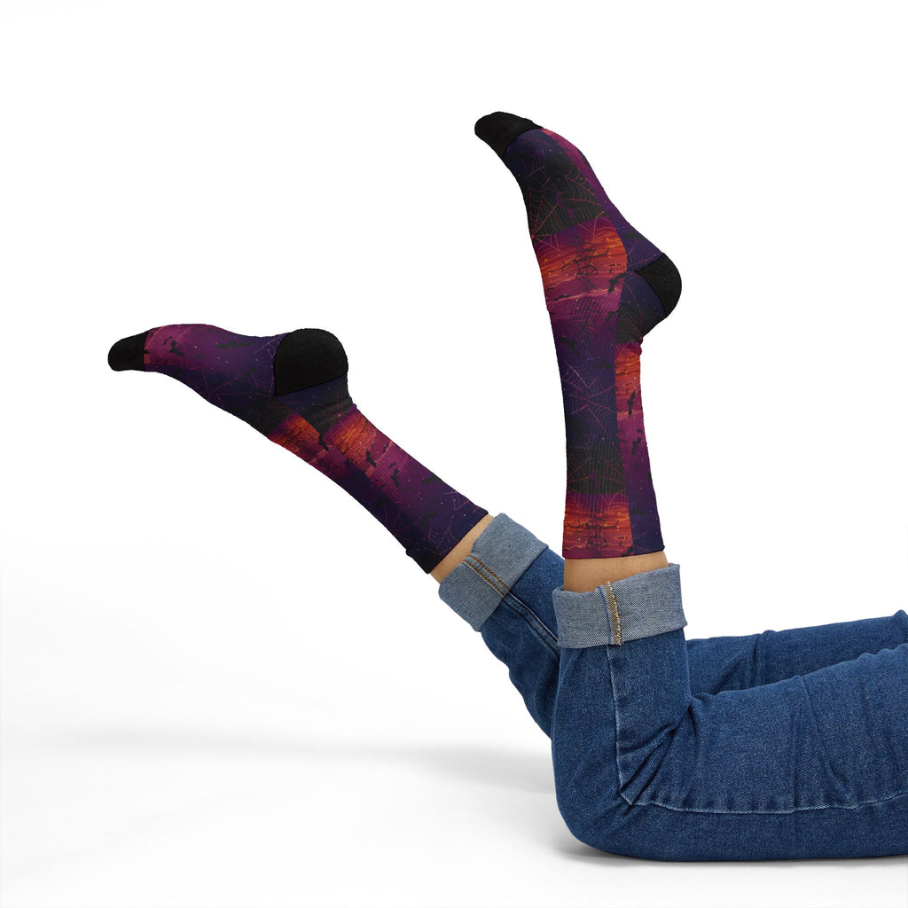 Witchy Vibes Halloween crew socks, spooky season print