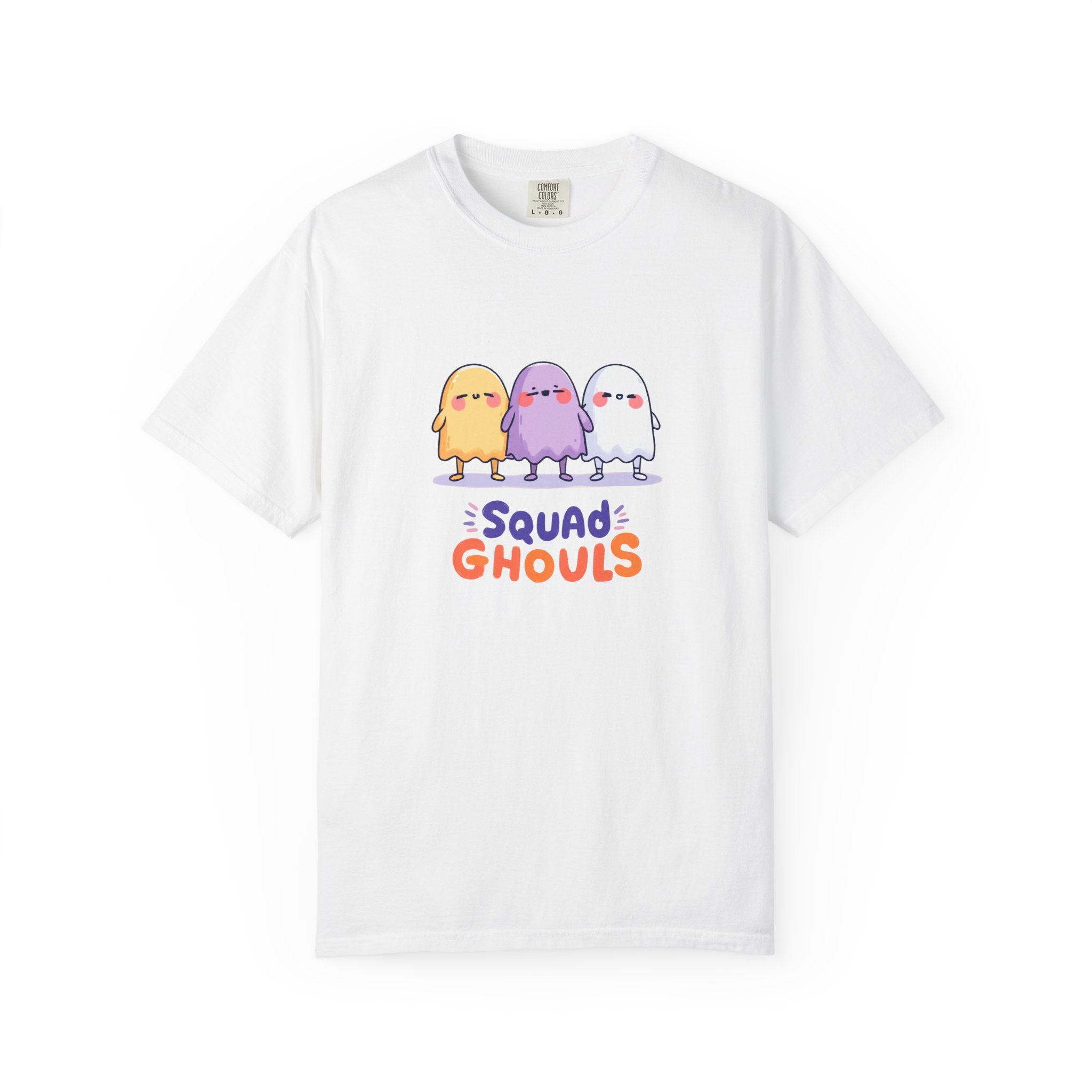 Squad Ghouls cute ghost graphic tee, oversized streetwear Halloween shirt