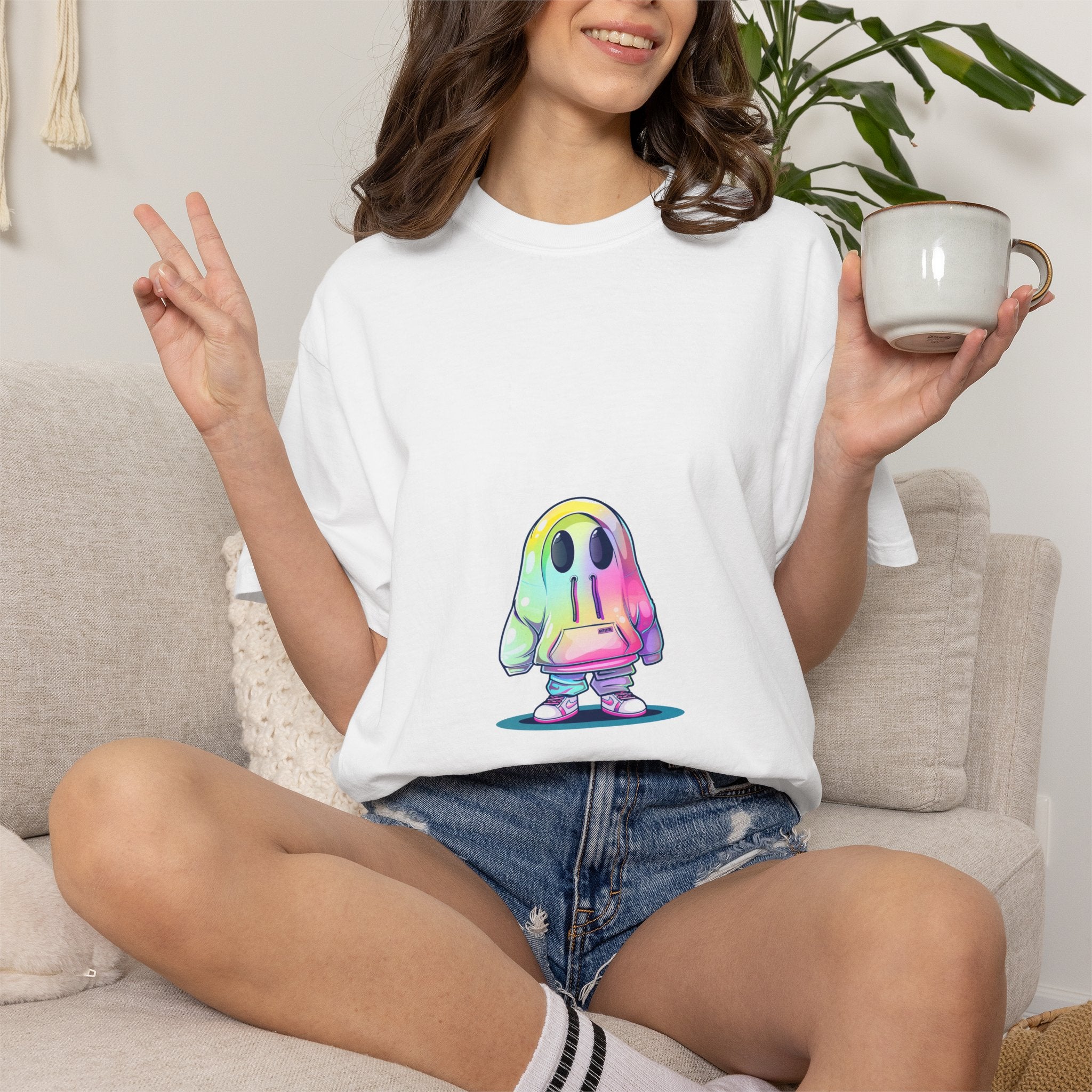 Cyber Ghost cute pastel goth Halloween streetwear tee