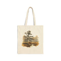 Vintage watercolor wild horses forest tote bag, worn on shoulder