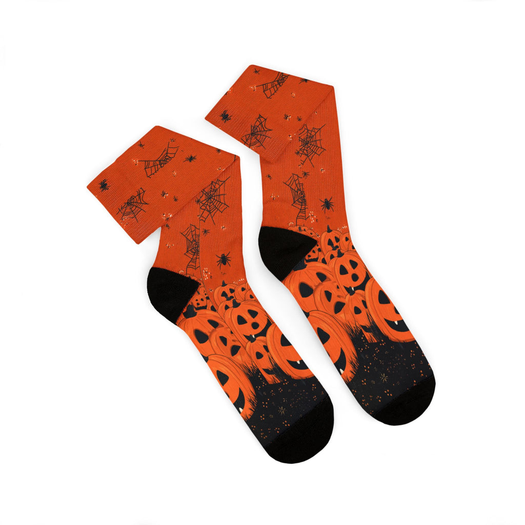 Jack-o-lantern Halloween crew socks, classic pumpkin print