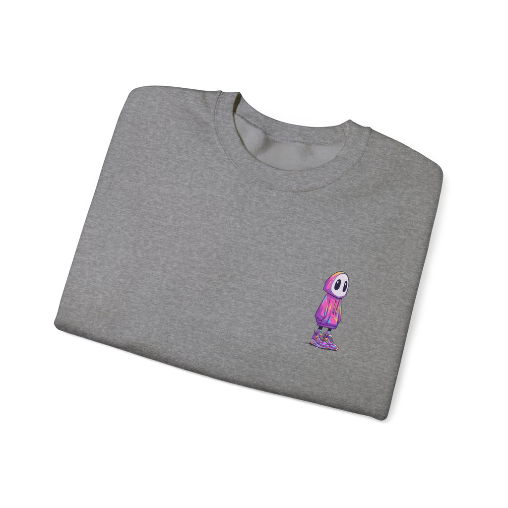 Cute Ghost Crewneck Sweatshirt – Minimalist Embroidered Streetwear Pullover, Cozy Halloween Sweatshirt, Aesthetic Fall Gift, Unisex Crew Neck