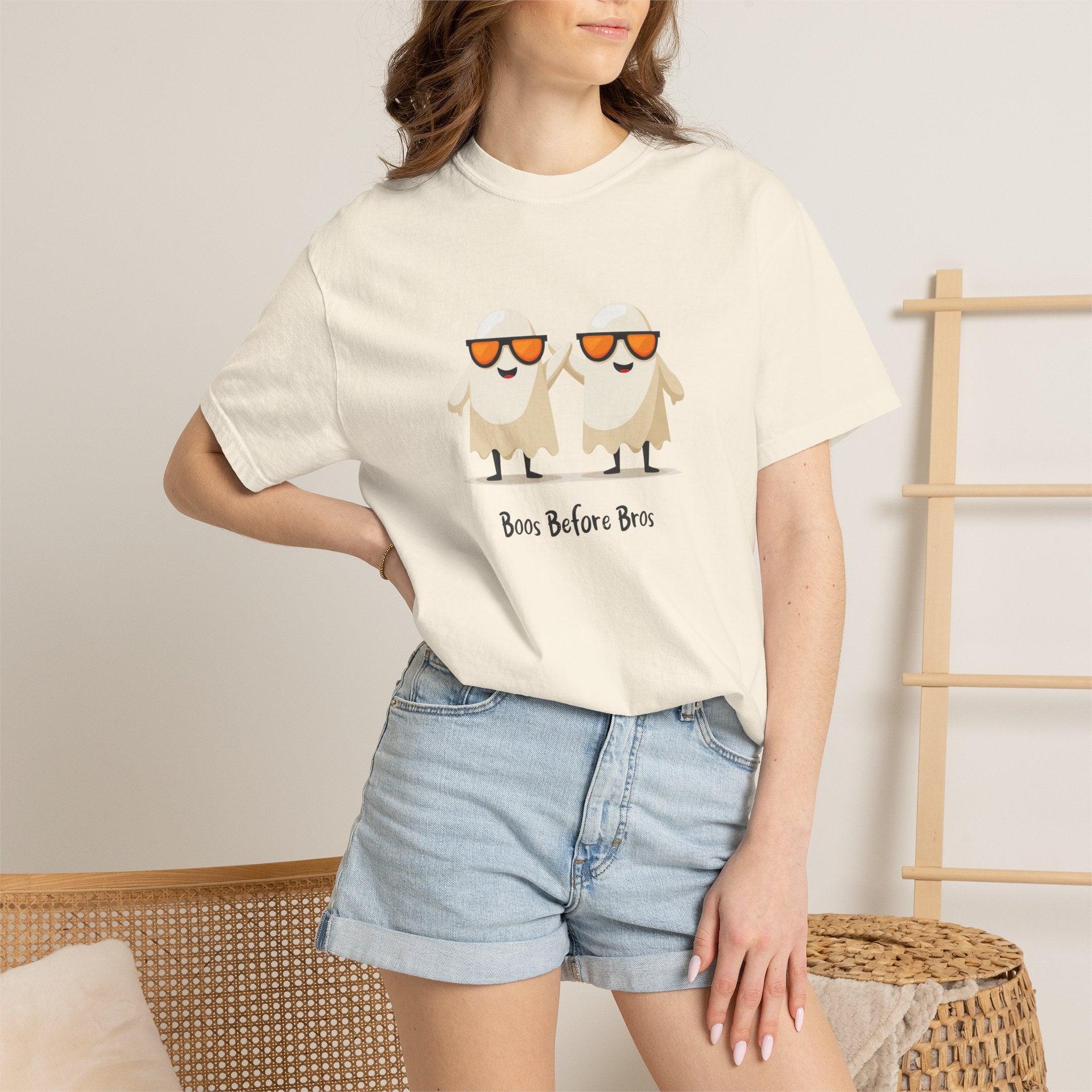 Boos Before Bros funny ghost Halloween streetwear graphic tee
