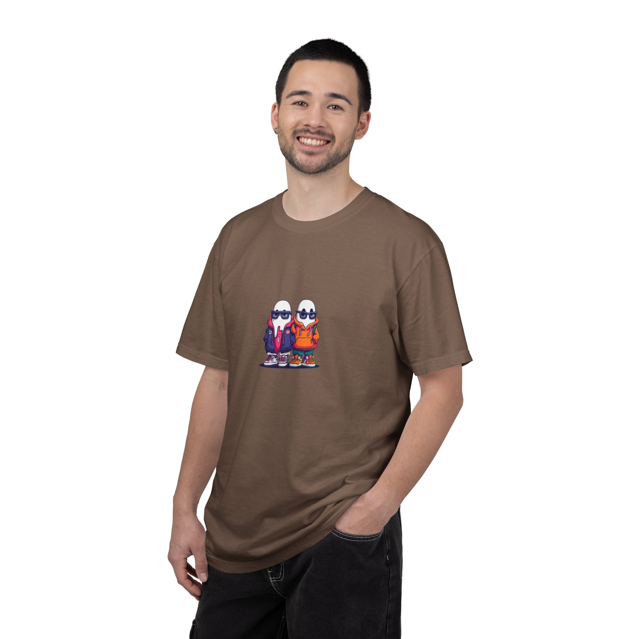 Duo Hood minimalist streetwear graphic tee, cool duo print