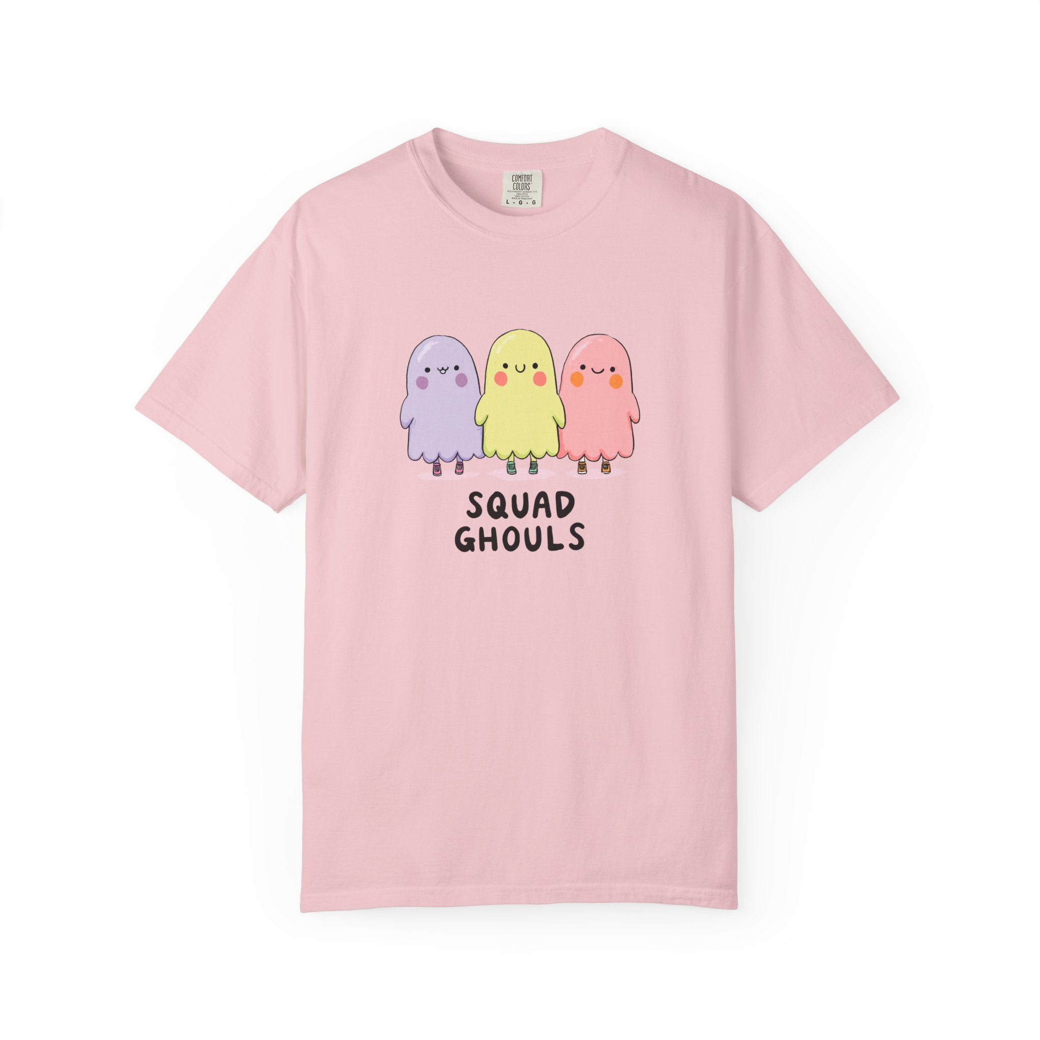 Squad Ghouls pastel ghost graphic tee, oversized streetwear Halloween shirt