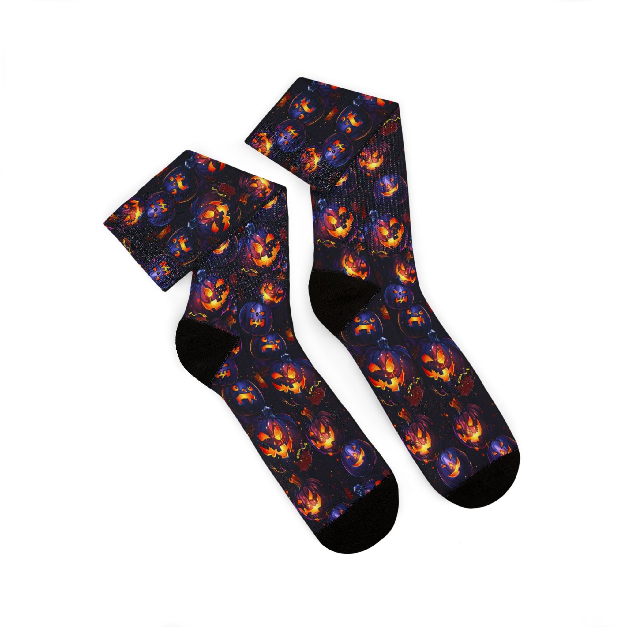Pumpkin Party Halloween crew socks, vibrant pumpkin print