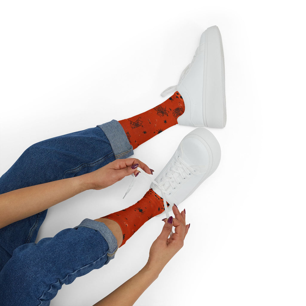 Jack-o-lantern Halloween crew socks, classic pumpkin print