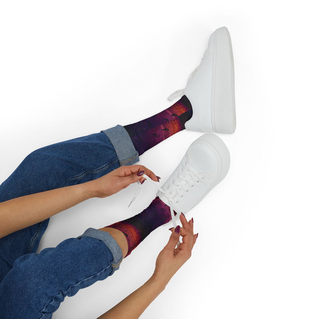 Witchy Vibes Halloween crew socks, spooky season print