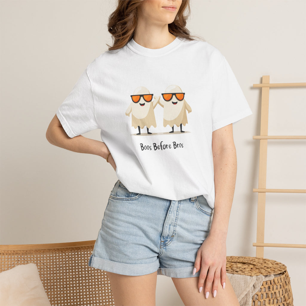 Boos Before Bros funny ghost Halloween streetwear graphic tee