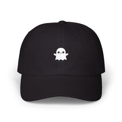 Cute ghost embroidered dad hat, front view
