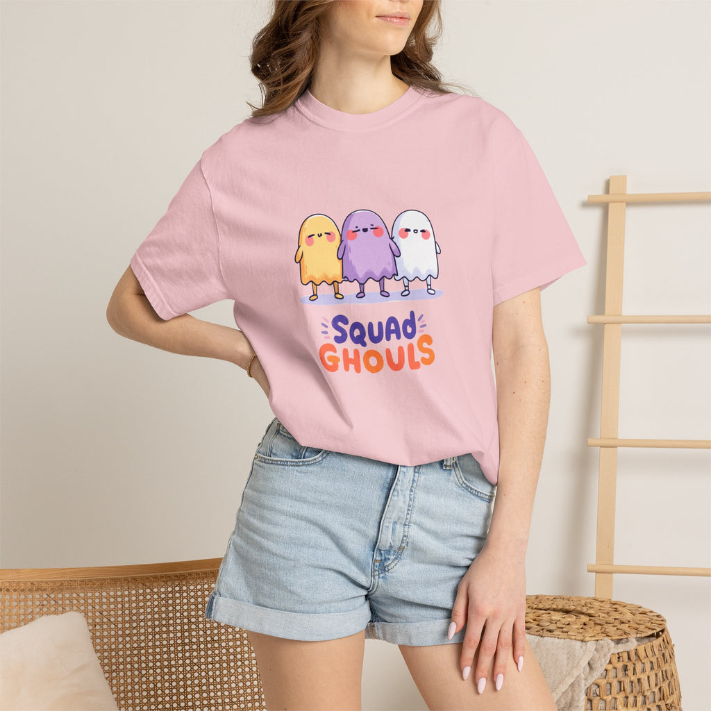 Squad Ghouls cute ghost graphic tee, oversized streetwear Halloween shirt