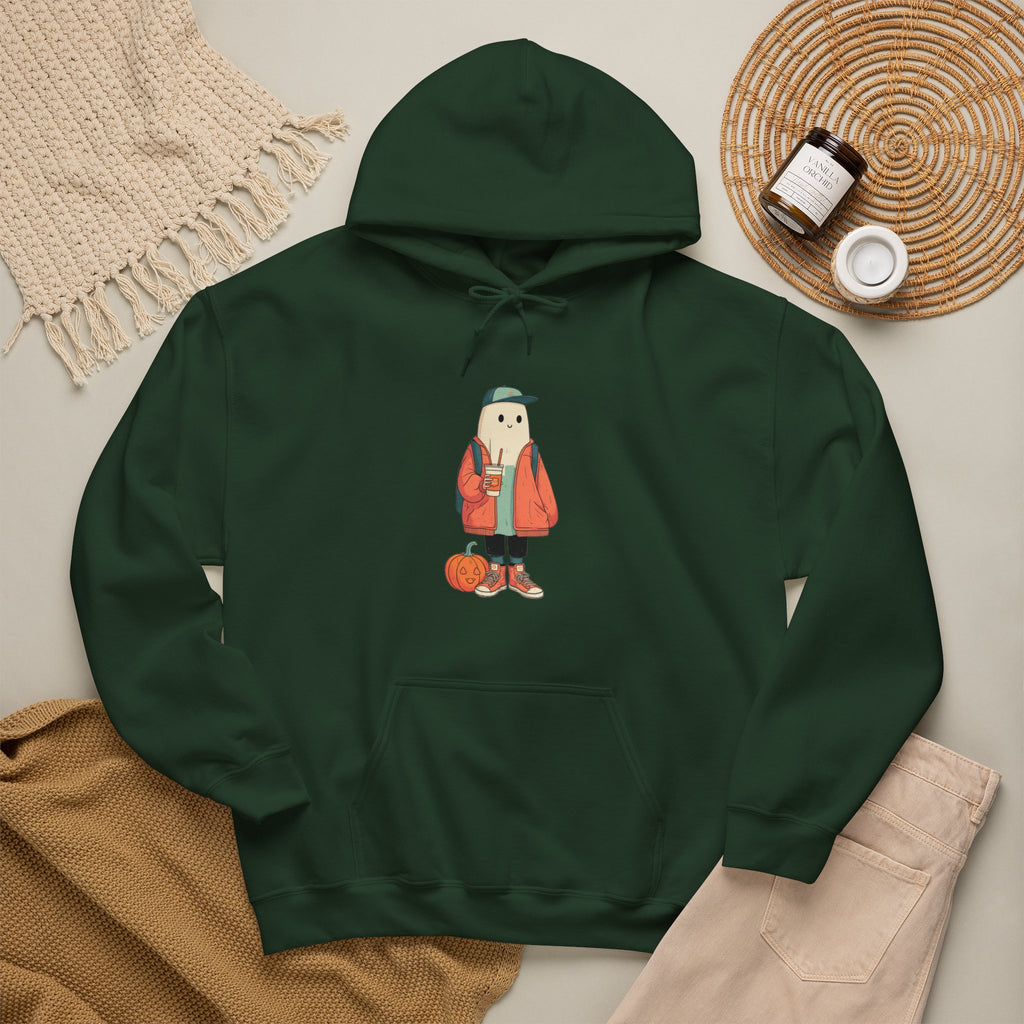 Streetwear Ghost Pumpkin Spice Hoodie – Cute Fall Graphic Sweatshirt, Halloween Coffee Run Pullover, Cozy Autumn Gift, Unisex Hooded Sweatshirt