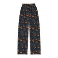 Kids orange pumpkin print Halloween pajama pants, folded flat