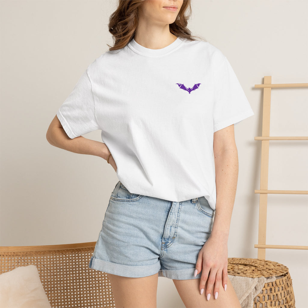 Minimalist Purple Bat T-Shirt | Embroidered Style Streetwear Tee