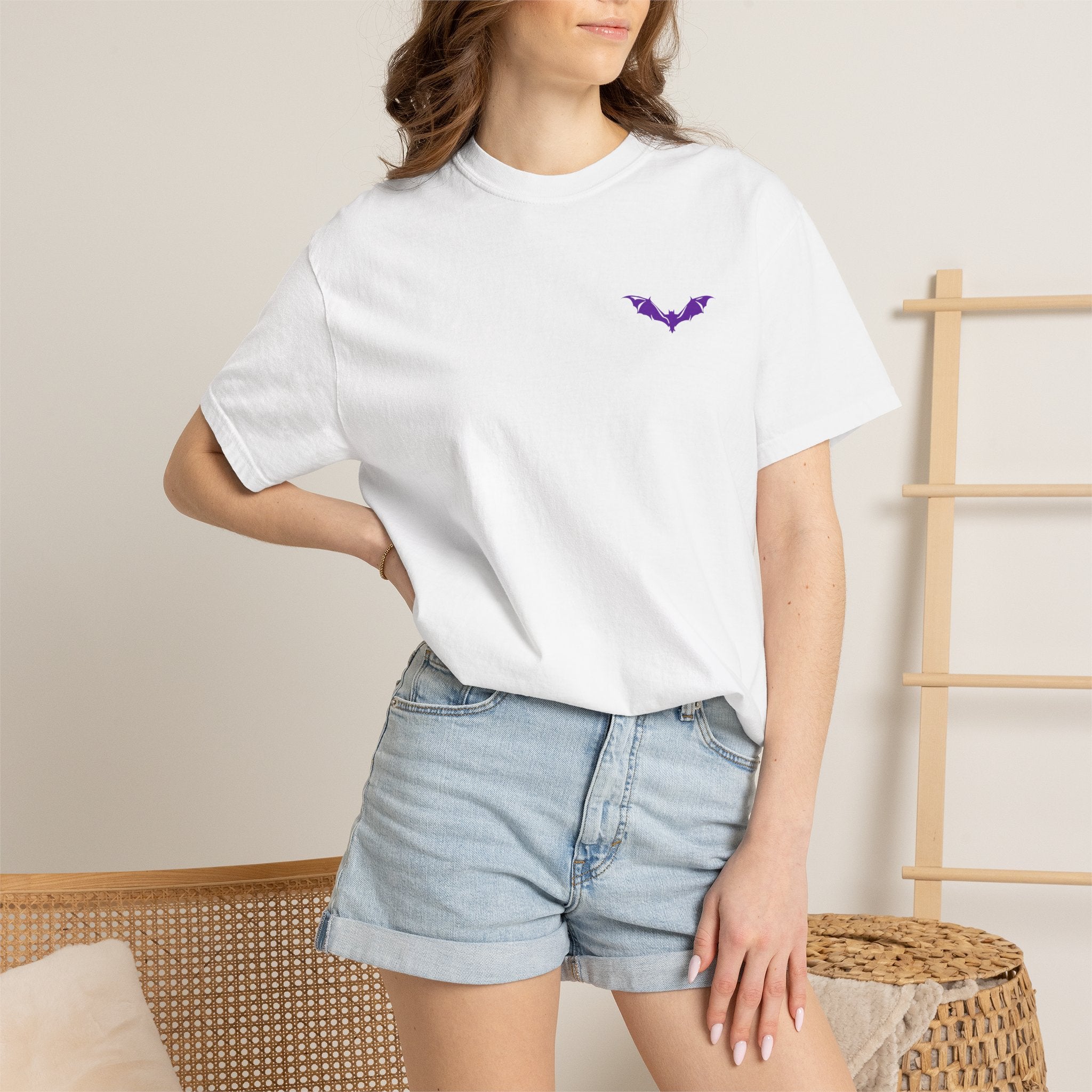 Minimalist Purple Bat T-Shirt | Embroidered Style Streetwear Tee