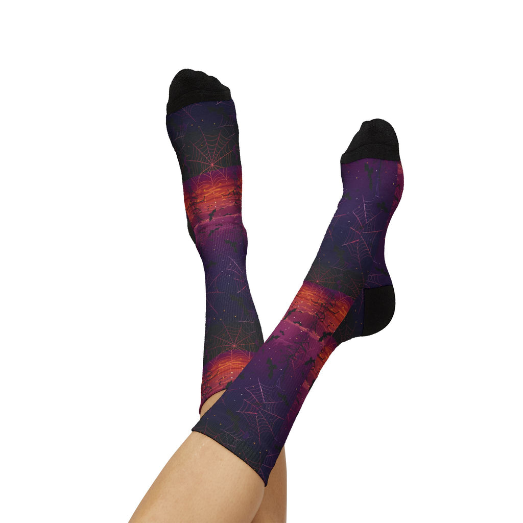 Witchy Vibes Halloween crew socks, spooky season print