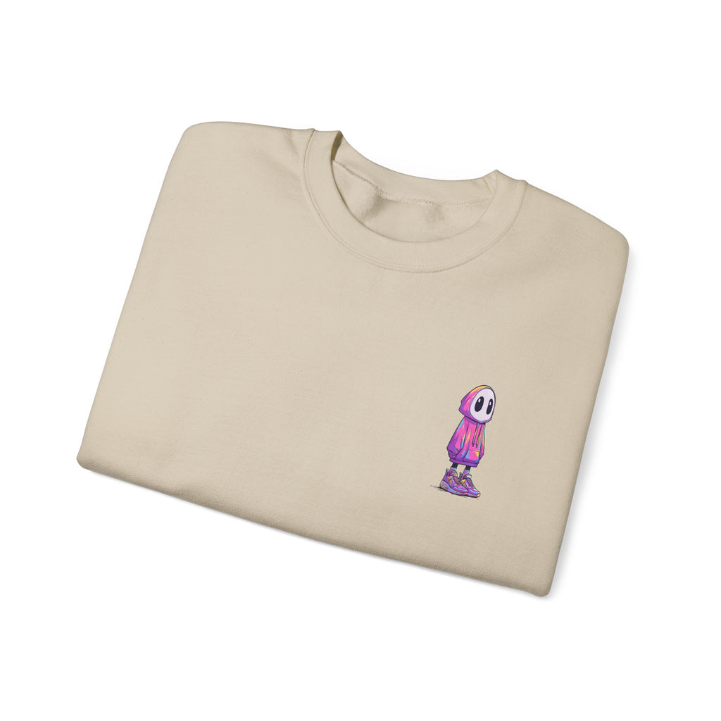 Cute Ghost Crewneck Sweatshirt – Minimalist Embroidered Streetwear Pullover, Cozy Halloween Sweatshirt, Aesthetic Fall Gift, Unisex Crew Neck