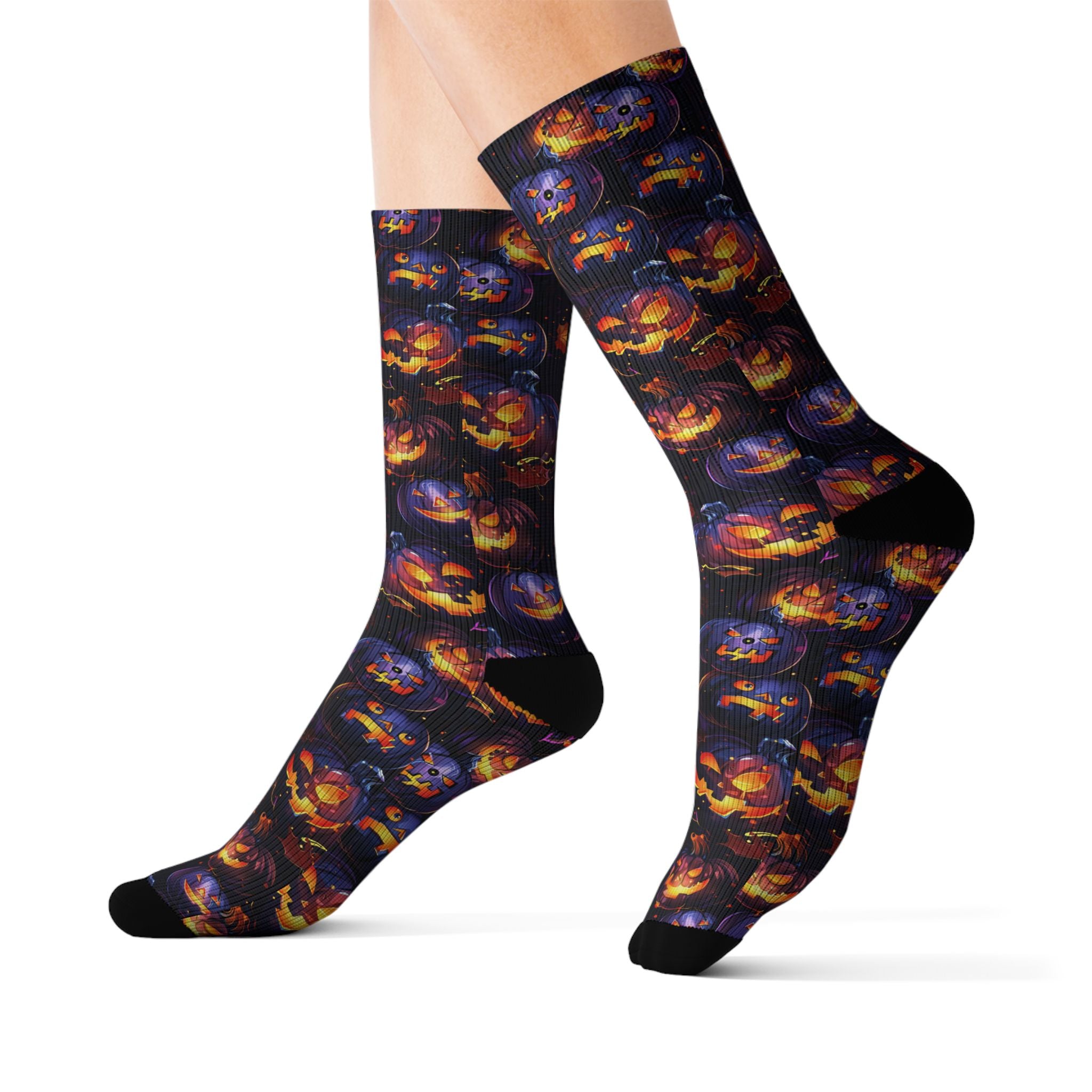 Pumpkin Party Halloween crew socks, vibrant pumpkin print