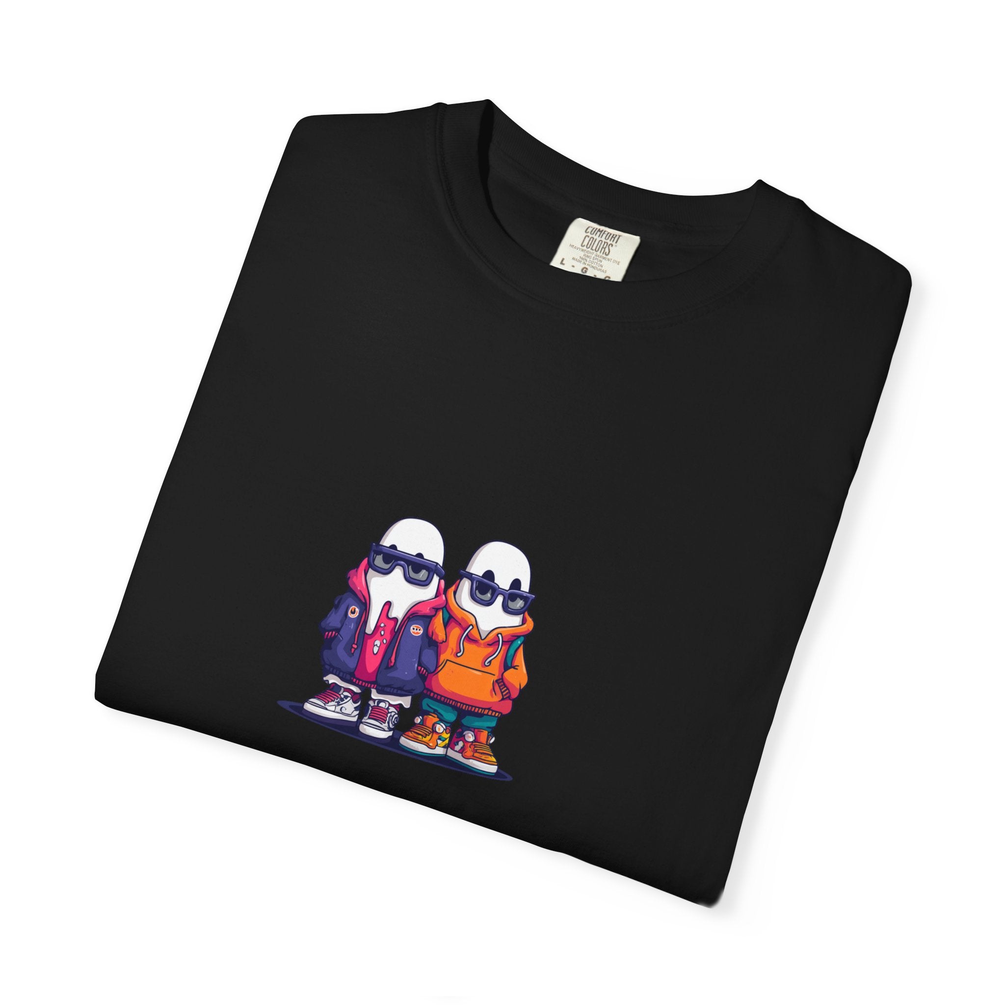 Duo Hood minimalist streetwear graphic tee, cool duo print