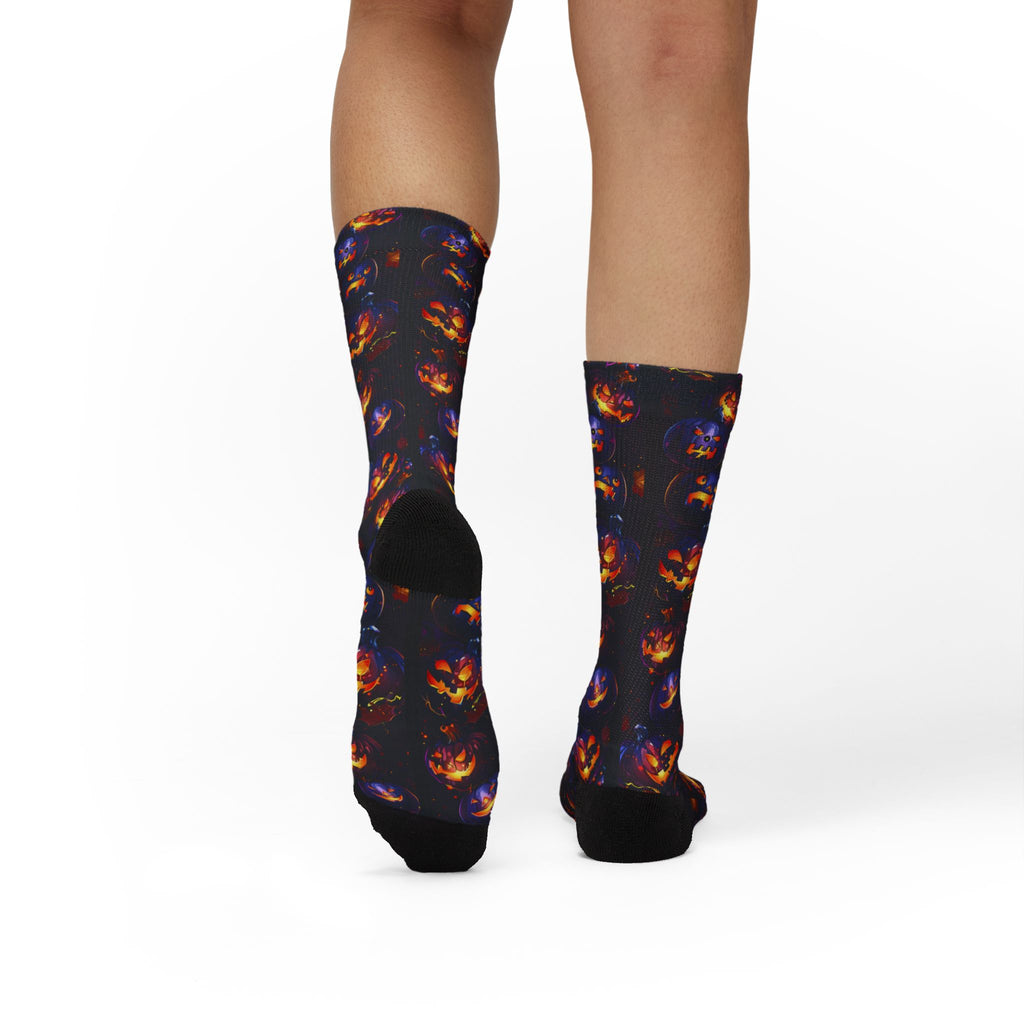 Pumpkin Party Halloween crew socks, vibrant pumpkin print