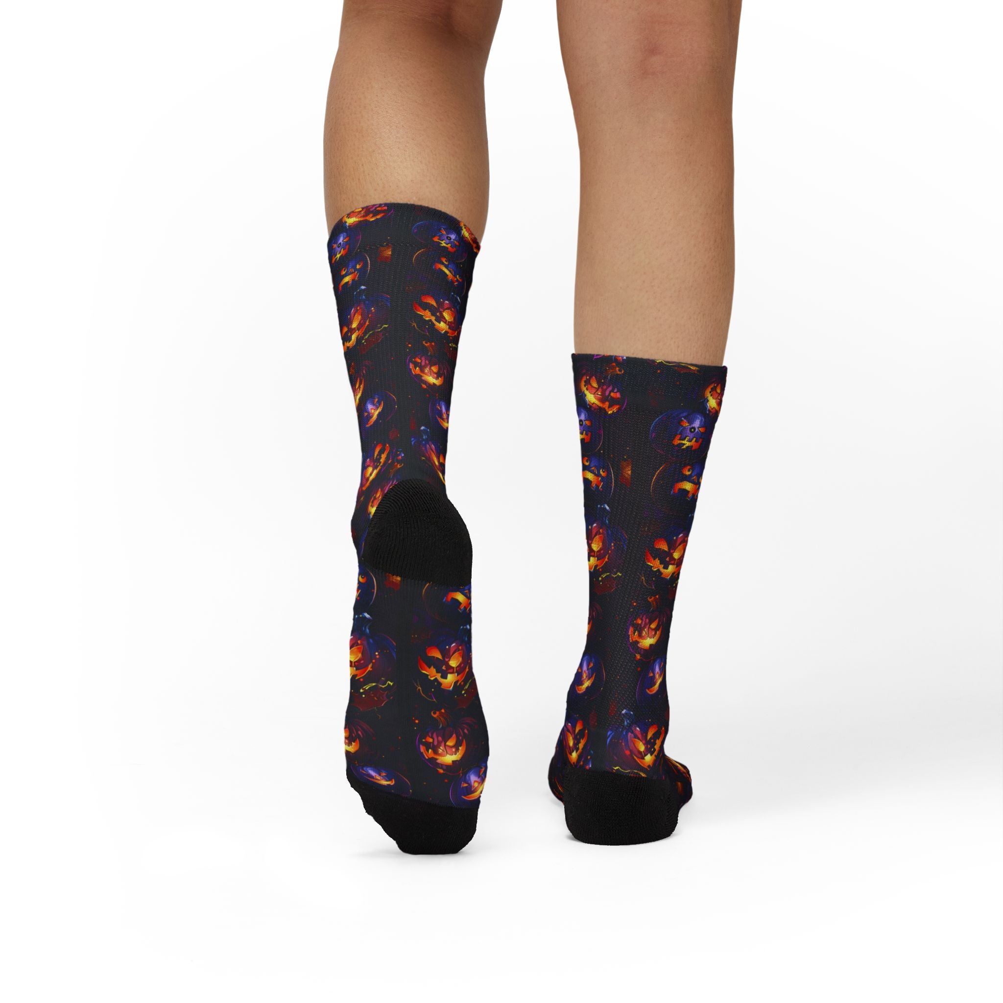 Pumpkin Party Halloween crew socks, vibrant pumpkin print