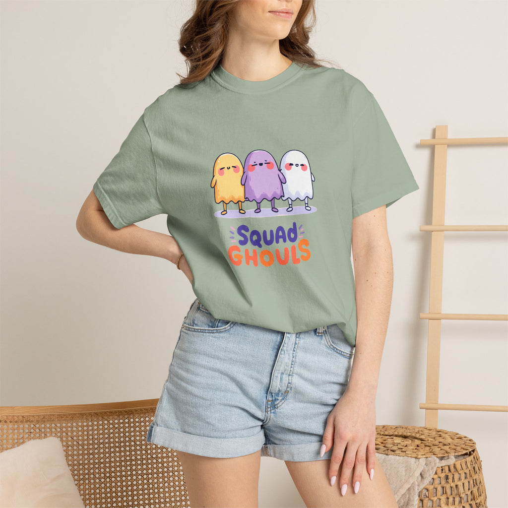 Squad Ghouls cute ghost graphic tee, oversized streetwear Halloween shirt