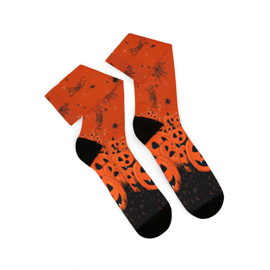 Jack-o-lantern Halloween crew socks, classic pumpkin print