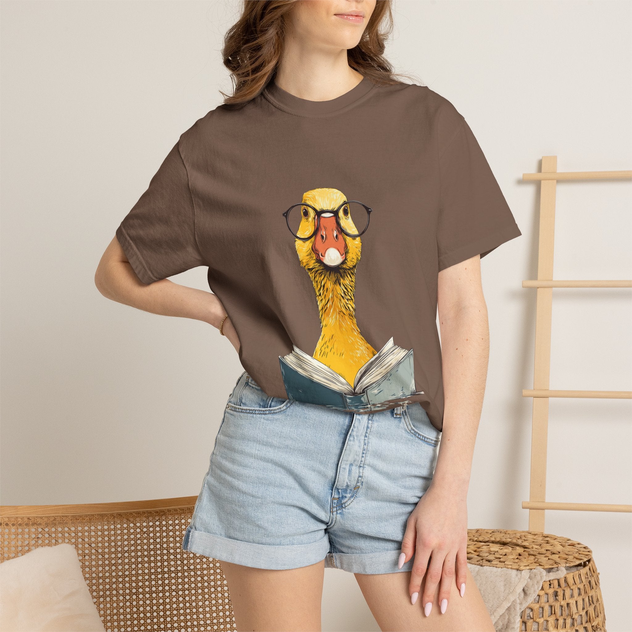 Bookish Duck cute nerdy reading graphic tee