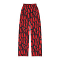 Kids red ghost print Halloween pajama pants, folded flat
