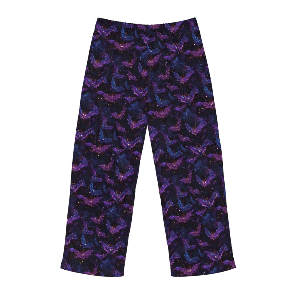 Close-up of spooky bat pajama pants fabric print