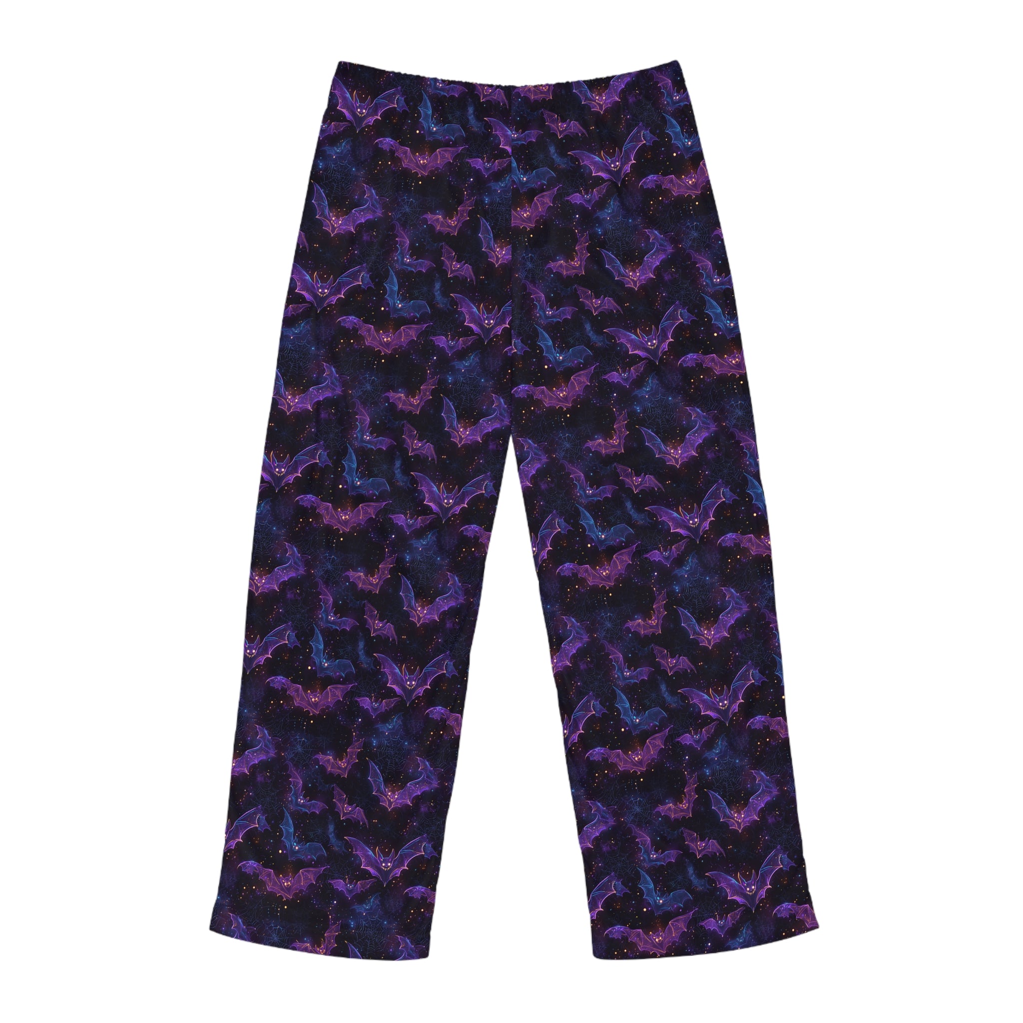 Close-up of spooky bat pajama pants fabric print