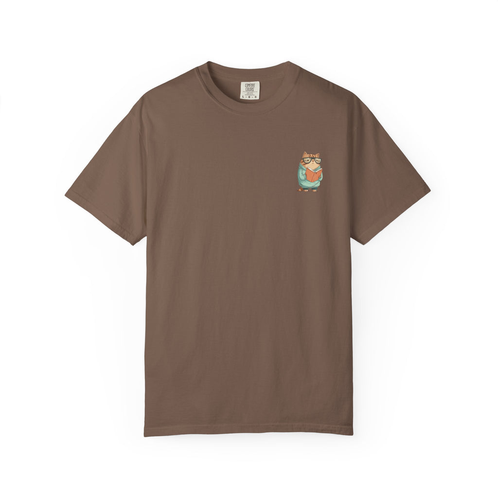 "Bookworm Cat" Minimalist T-Shirt | Cute Reader Graphic Tee