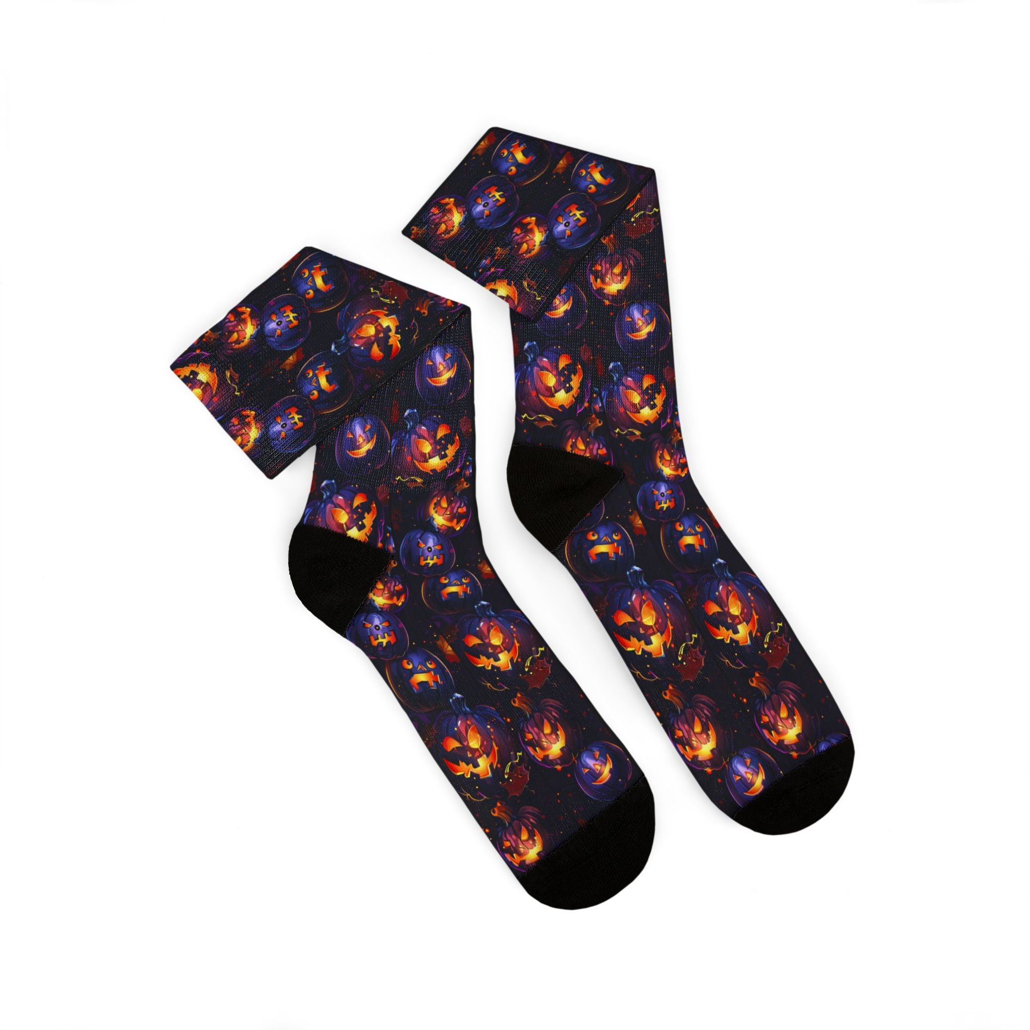 Pumpkin Party Halloween crew socks, vibrant pumpkin print