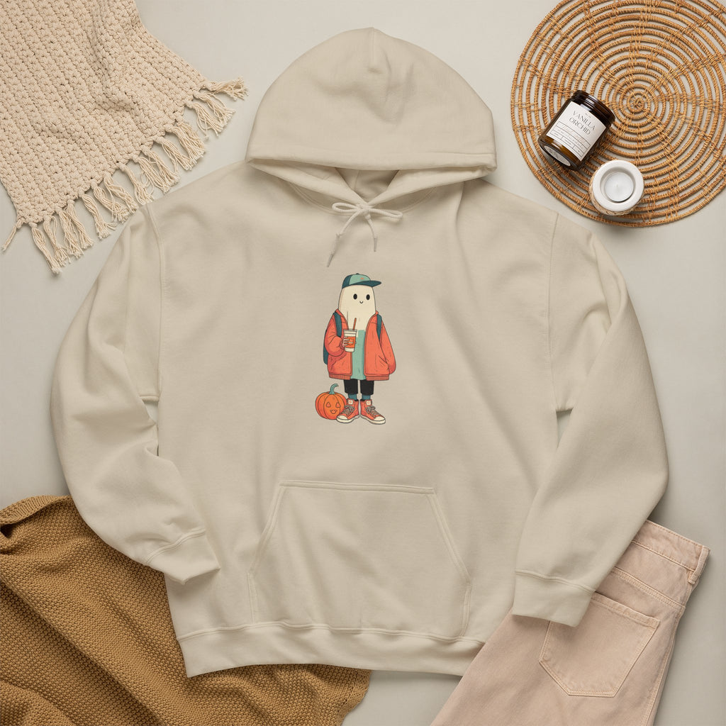 Streetwear Ghost Pumpkin Spice Hoodie – Cute Fall Graphic Sweatshirt, Halloween Coffee Run Pullover, Cozy Autumn Gift, Unisex Hooded Sweatshirt