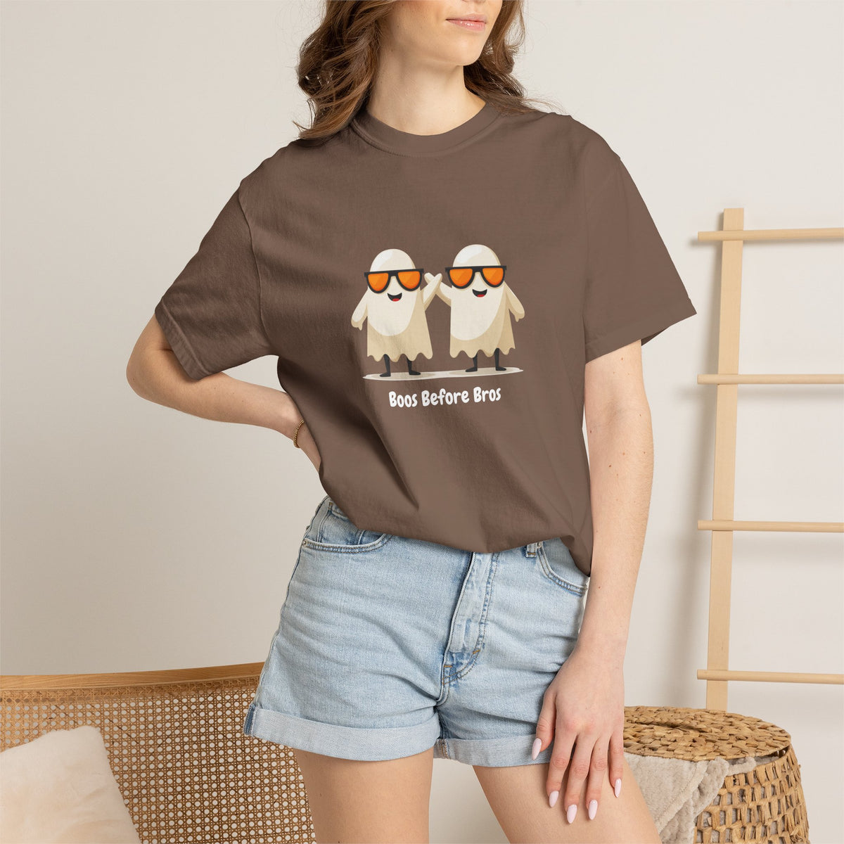 Boos Before Bros funny ghost Halloween streetwear graphic tee