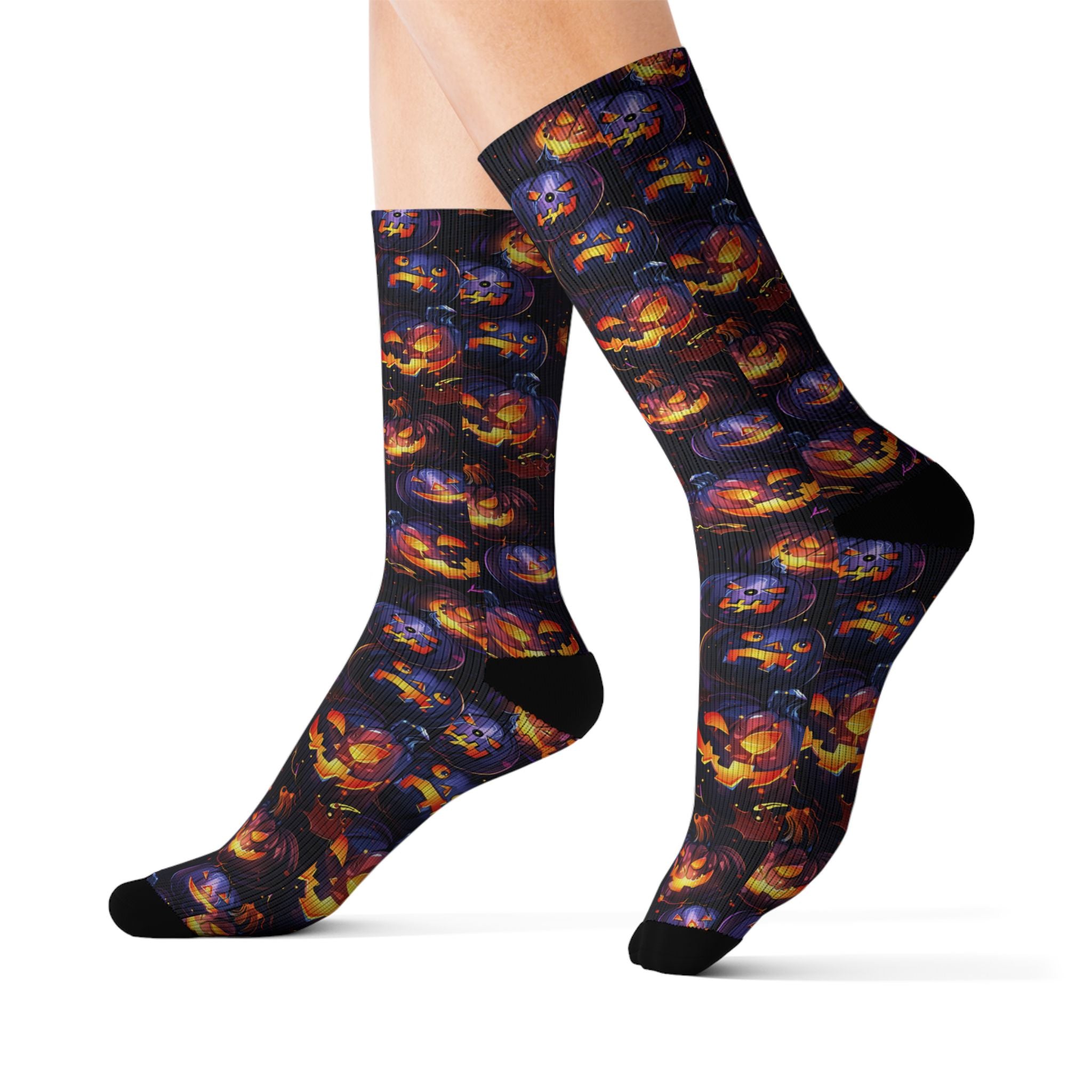 Pumpkin Party Halloween crew socks, vibrant pumpkin print